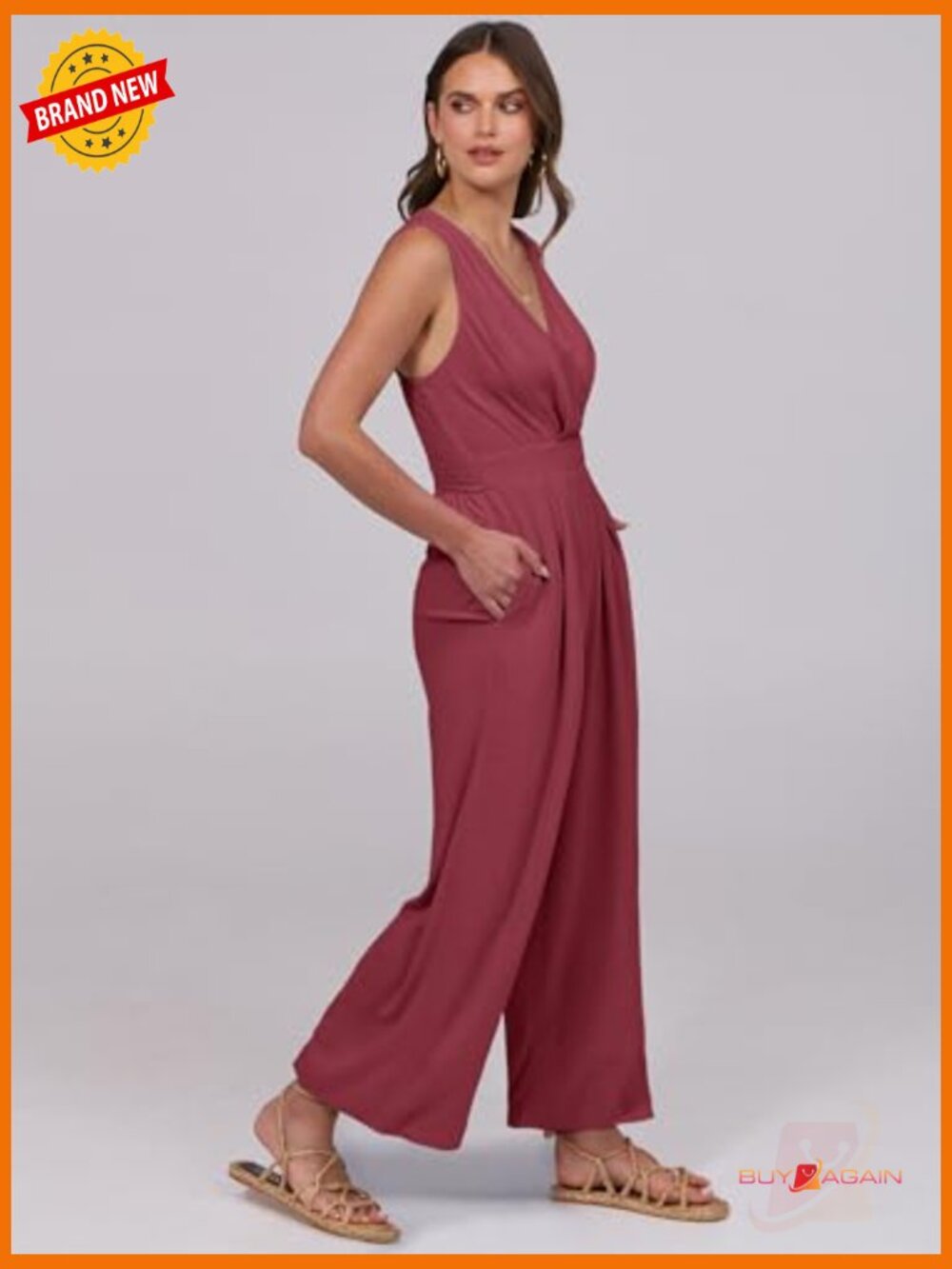 Sleeveless V-Neck Backless Jumpsuit Romper Casual Dressy One Piece Pants - Picture 6 of 7